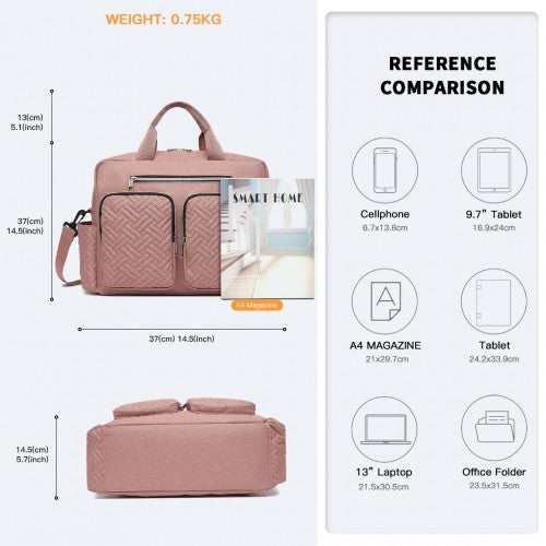 EQ2411 - Kono Versatile Diaper Changing Tote Bag with Built-In Changing Mat Thermal Insulation Waterproof Design - Pink | Neil's Luggage Store
