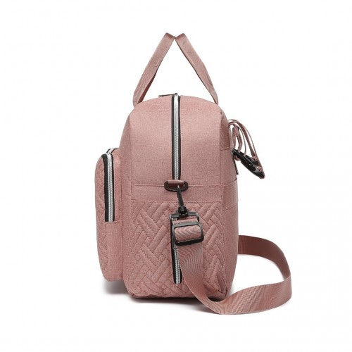 EQ2411 - Kono Versatile Diaper Changing Tote Bag with Built-In Changing Mat Thermal Insulation Waterproof Design - Pink | Neil's Luggage Store