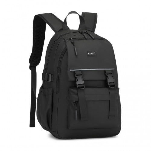 EQ2416 - Kono PVC Coated Urban Water-Resistant Backpack with Reflective Safety Straps and Multi-Compartment Design - Black | Neil's Luggage Store