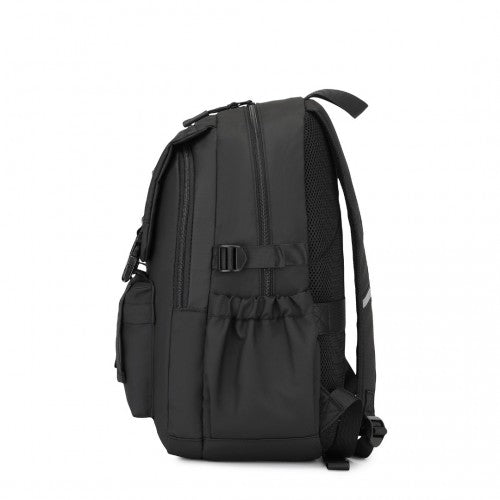 EQ2416 - Kono PVC Coated Urban Water-Resistant Backpack with Reflective Safety Straps and Multi-Compartment Design - Black | Neil's Luggage Store
