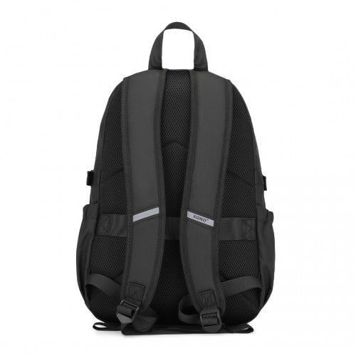 EQ2416 - Kono PVC Coated Urban Water-Resistant Backpack with Reflective Safety Straps and Multi-Compartment Design - Black | Neil's Luggage Store