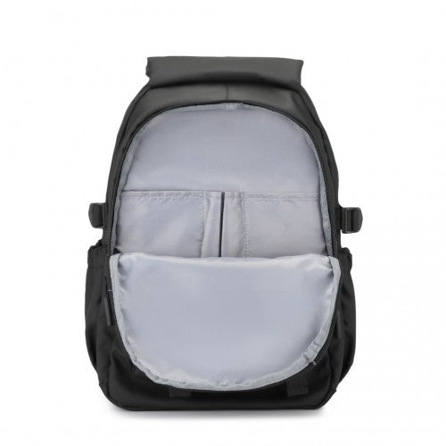 EQ2416 - Kono PVC Coated Urban Water-Resistant Backpack with Reflective Safety Straps and Multi-Compartment Design - Black | Neil's Luggage Store