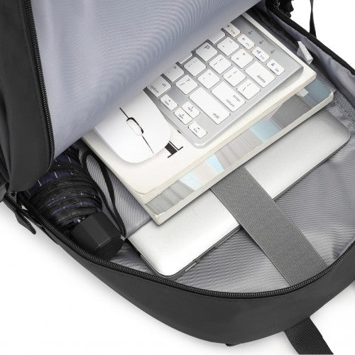 EQ2416 - Kono PVC Coated Urban Water-Resistant Backpack with Reflective Safety Straps and Multi-Compartment Design - Black | Neil's Luggage Store