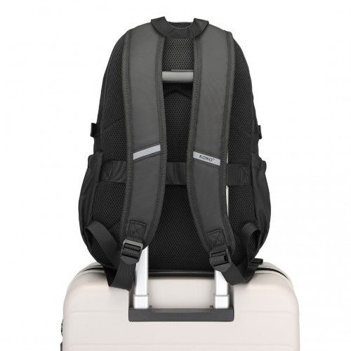 EQ2416 - Kono PVC Coated Urban Water-Resistant Backpack with Reflective Safety Straps and Multi-Compartment Design - Black | Neil's Luggage Store