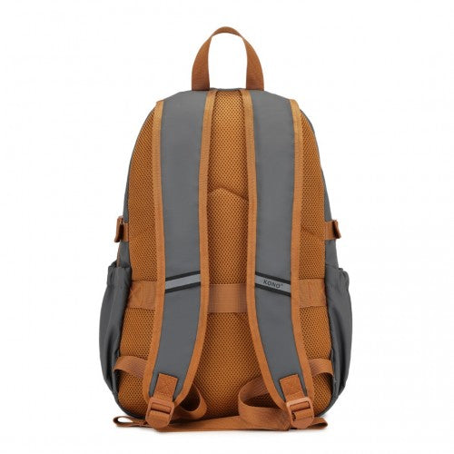 EQ2416 - Kono PVC Coated Urban Water-Resistant Backpack with Reflective Safety Straps and Multi-Compartment Design - Grey and Brown | Neil's Luggage Store