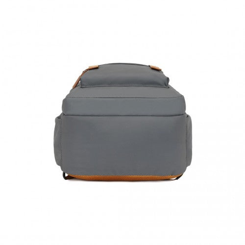 EQ2416 - Kono PVC Coated Urban Water-Resistant Backpack with Reflective Safety Straps and Multi-Compartment Design - Grey and Brown | Neil's Luggage Store
