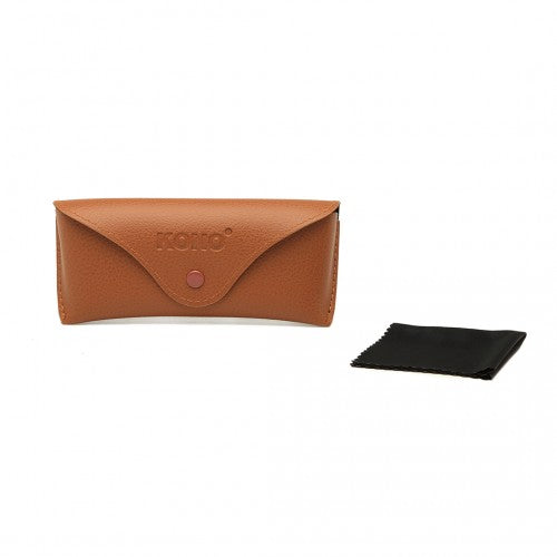 Kono Synthetic Leather Look Soft Sunglasses Case Brown Fits Most Sunglasses | Neil's Luggage Store