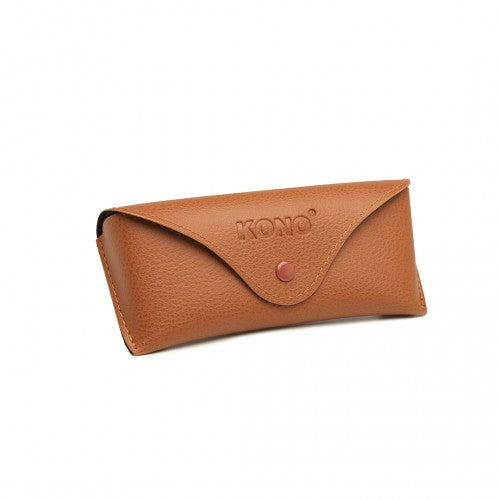Kono Synthetic Leather Look Soft Sunglasses Case Brown Fits Most Sunglasses | Neil's Luggage Store