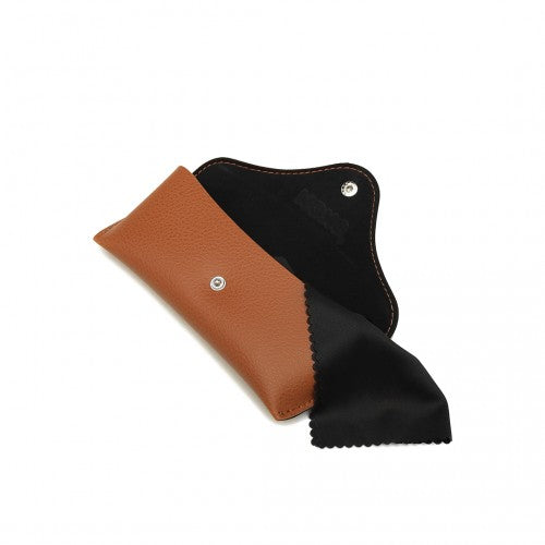 Kono Synthetic Leather Look Soft Sunglasses Case Brown Fits Most Sunglasses | Neil's Luggage Store