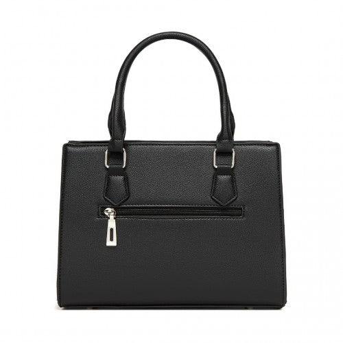 HBM2463 - MISS LULU PU Leather Three-Tone Stitched Shoulder Handbag - Stylish Daily Bag with Adjustable Strap - Grey