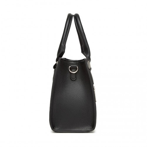 HBM2463 - MISS LULU PU Leather Three-Tone Stitched Shoulder Handbag - Stylish Daily Bag with Adjustable Strap - Grey