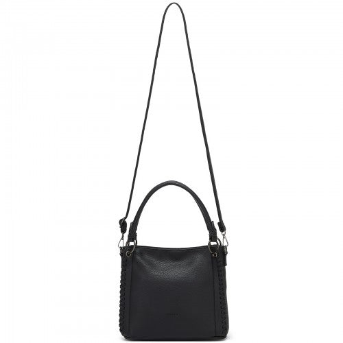 HBM2509 - Miss Lulu Textured PU Leather Crossbody Handbag with Woven Accents for Women - Black | Neil's Luggage Store