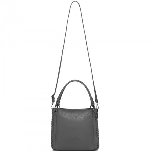HBM2509 - Miss Lulu Textured PU Leather Crossbody Handbag with Woven Accents for Women - Grey | Neil's Luggage Store