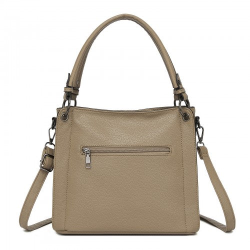 HBM2509 - Miss Lulu Textured PU Leather Crossbody Handbag with Woven Accents for Women - Khaki | Neil's Luggage Store