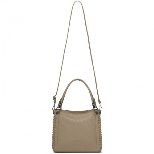 HBM2509 - Miss Lulu Textured PU Leather Crossbody Handbag with Woven Accents for Women - Khaki | Neil's Luggage Store