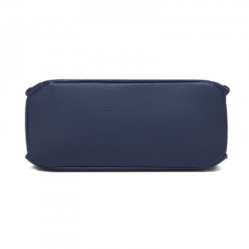 HBM2509 - Miss Lulu Textured PU Leather Crossbody Handbag with Woven Accents for Women - Navy | Neil's Luggage Store