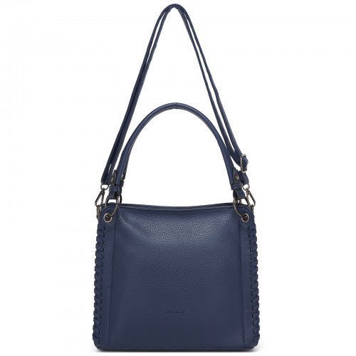 HBM2509 - Miss Lulu Textured PU Leather Crossbody Handbag with Woven Accents for Women - Navy | Neil's Luggage Store