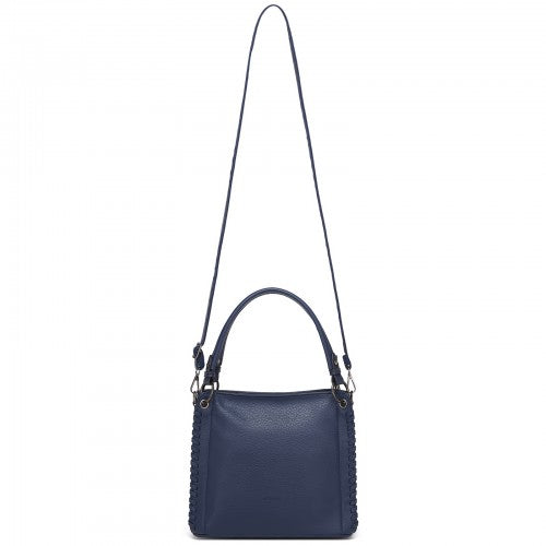 HBM2509 - Miss Lulu Textured PU Leather Crossbody Handbag with Woven Accents for Women - Navy | Neil's Luggage Store