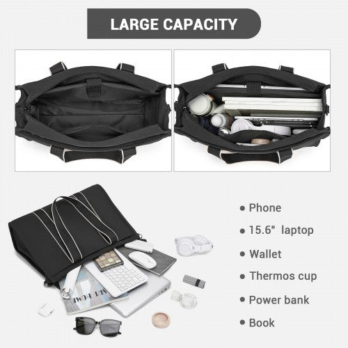 Miss Lulu Wearproof Large Capacity Tote Bag With 15.6 Inch Laptop Sleeve Black | Neil's Luggage Store