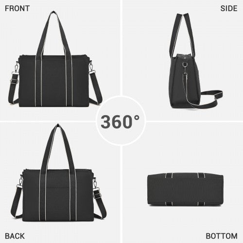 Miss Lulu Wearproof Large Capacity Tote Bag With 15.6 Inch Laptop Sleeve Black | Neil's Luggage Store