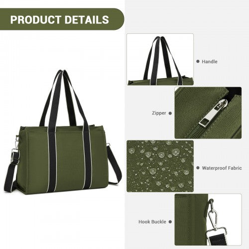 Miss Lulu Wearproof Large Capacity Tote Bag With 15.6 Inch Laptop Sleeve Green | Neil's Luggage Store