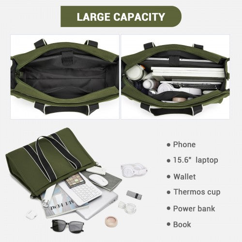 Miss Lulu Wearproof Large Capacity Tote Bag With 15.6 Inch Laptop Sleeve Green | Neil's Luggage Store