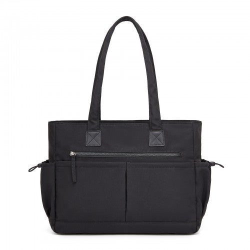 Miss Lulu Chic Shoulder Tote Bag With 15.6in Laptop Sleeve Luggage Strap Black | Neil's Luggage Store