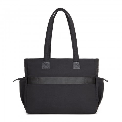 Miss Lulu Chic Shoulder Tote Bag With 15.6in Laptop Sleeve Luggage Strap Black | Neil's Luggage Store