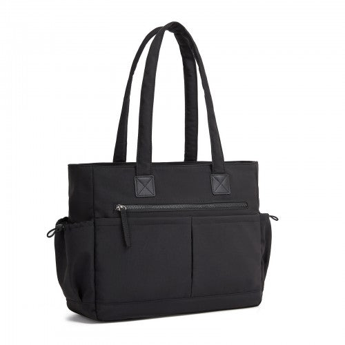Miss Lulu Chic Shoulder Tote Bag With 15.6in Laptop Sleeve Luggage Strap Black | Neil's Luggage Store