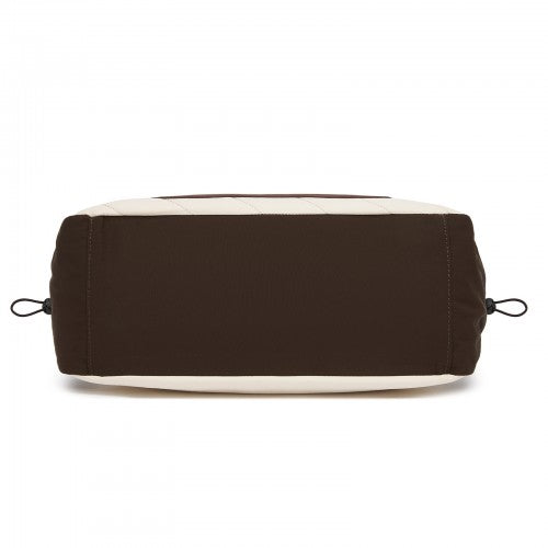 HBM2612 - Miss Lulu Minimalist Durable Shoulder Bag for Work, School & Travel with Laptop Sleeve and Multiple Pockets - Beige and Brown