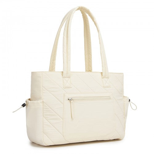 HBM2612 - Miss Lulu Minimalist Durable Shoulder Bag for Work, School & Travel with Laptop Sleeve and Multiple Pockets - Beige | Neil's Luggage Store