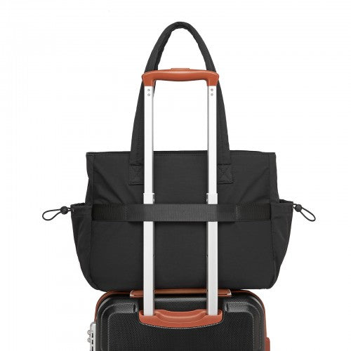 HBM2612 - Miss Lulu Minimalist Durable Shoulder Bag for Work, School & Travel with Laptop Sleeve and Multiple Pockets - Black | Neil's Luggage Store