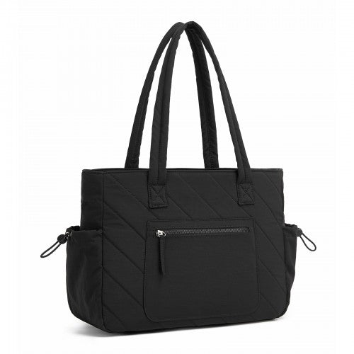 HBM2612 - Miss Lulu Minimalist Durable Shoulder Bag for Work, School & Travel with Laptop Sleeve and Multiple Pockets - Black | Neil's Luggage Store