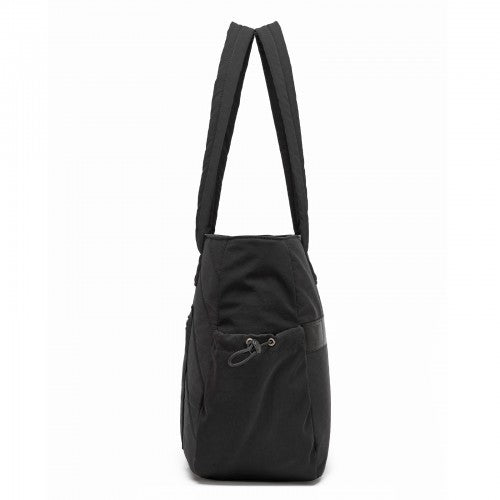 HBM2612 - Miss Lulu Minimalist Durable Shoulder Bag for Work, School & Travel with Laptop Sleeve and Multiple Pockets - Black | Neil's Luggage Store