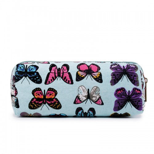 PC-B - Miss Lulu Canvas Pencil Case Butterfly Blue | Neil's Luggage Store