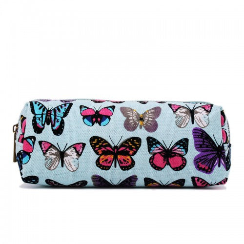 PC-B - Miss Lulu Canvas Pencil Case Butterfly Blue | Neil's Luggage Store