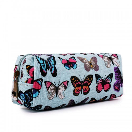 PC-B - Miss Lulu Canvas Pencil Case Butterfly Blue | Neil's Luggage Store