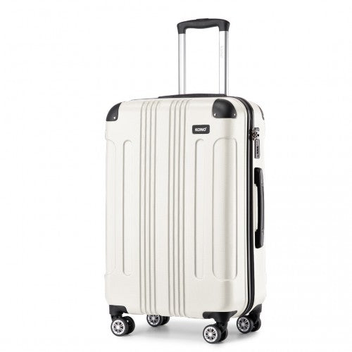 K1777-1L - Kono 24 Inch ABS Lightweight Compact Hard Shell Travel Luggage For Extended Journeys - Beige | Neil's Luggage Store
