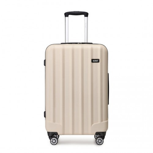 K1773-1L - Kono 24 Inch Striped ABS+PC Hard Shell Luggage with 360-Degree Spinner Wheels - Beige | Neil's Luggage Store