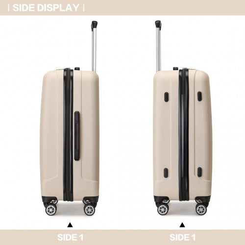 K1773-1L - Kono 24 Inch Striped ABS+PC Hard Shell Luggage with 360-Degree Spinner Wheels - Beige | Neil's Luggage Store