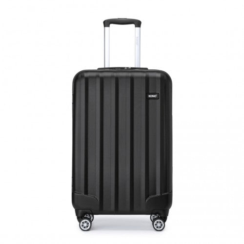 K1773-1L - Kono 19 Inch Cabin Size ABS+PC Hard Shell Luggage with Vertical Stripes - Ideal for Carry-On - Black | Neil's Luggage Store