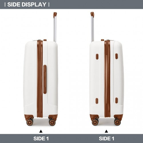 K1773-1L - Kono 24 Inch Striped ABS+PC Hard Shell Luggage with 360-Degree Spinner Wheels - Cream