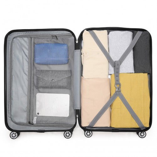 K1773-1L - Kono 19 Inch Cabin Size ABS+PC Hard Shell Luggage with Vertical Stripes - Ideal for Carry-On - Grey
