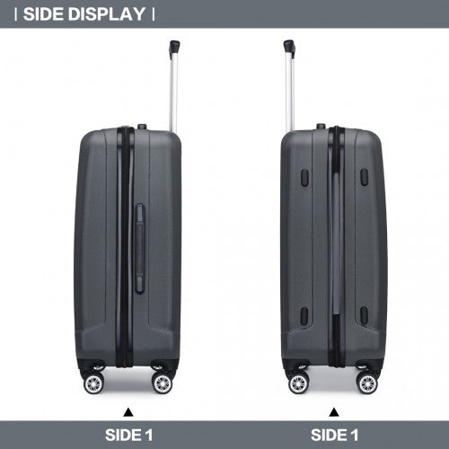 K1773-1L - Kono 28 Inch Striped ABS+PC Hard Shell Luggage with 360-Degree Spinner Wheels - Grey