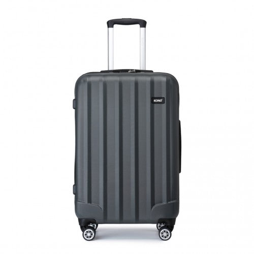 K1773-1L - Kono 24 Inch Striped ABS+PC Hard Shell Luggage with 360-Degree Spinner Wheels - Grey