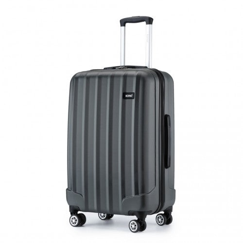 K1773-1L - Kono 24 Inch Striped ABS+PC Hard Shell Luggage with 360-Degree Spinner Wheels - Grey