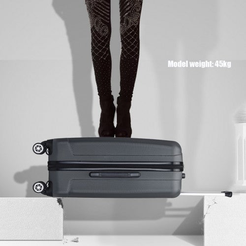 K1773-1L - Kono 24 Inch Striped ABS+PC Hard Shell Luggage with 360-Degree Spinner Wheels - Grey