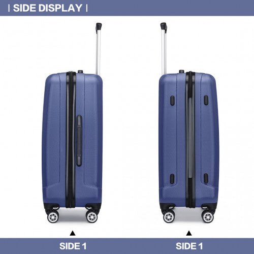 K1773-1L - Kono 24 Inch Striped ABS+PC Hard Shell Luggage with 360-Degree Spinner Wheels - Navy | Neil's Luggage Store