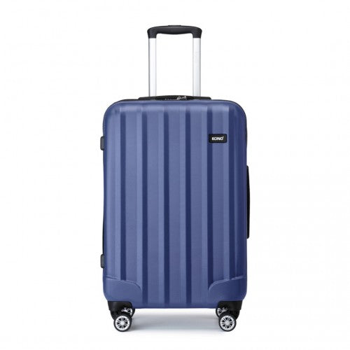 K1773-1L - Kono 24 Inch Striped ABS+PC Hard Shell Luggage with 360-Degree Spinner Wheels - Navy | Neil's Luggage Store