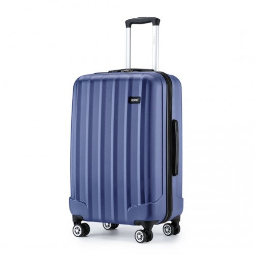 K1773-1L - Kono 24 Inch Striped ABS+PC Hard Shell Luggage with 360-Degree Spinner Wheels - Navy | Neil's Luggage Store
